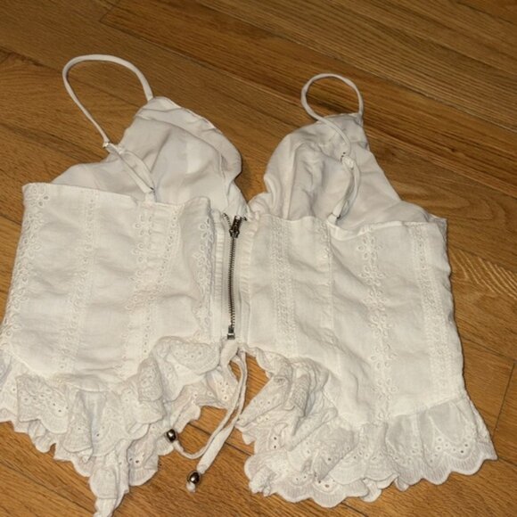 💜 SHEIN White Lace Trimmed Women's Top Size large - Picture 2 of 3